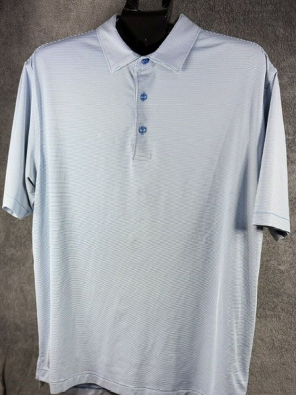 Men's Peter Millar Light Blue and White Stripe Golf Polo Size L